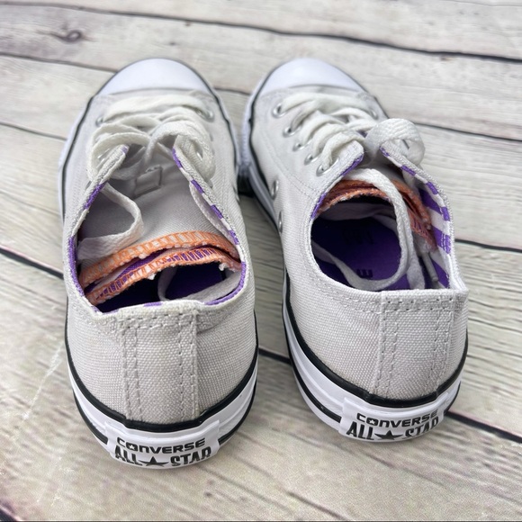 Converse All Star Double Tongue Junior Unisex Shoes Off white/Light Gray size 1 - Picture 5 of 10